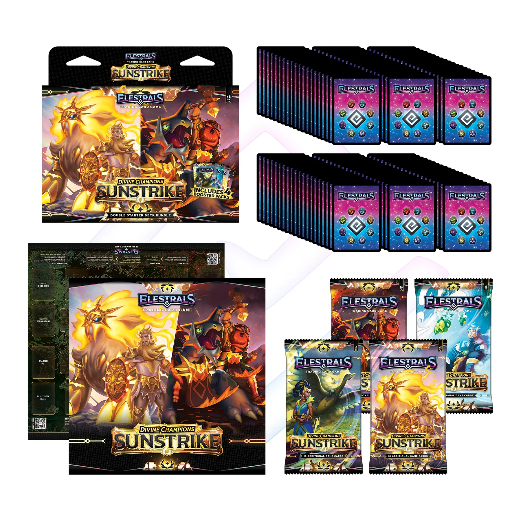 Zawartość Elestrals TCG Sunstrike Ares vs. Hephaestus Double Starter Deck
